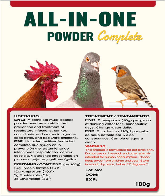 All-in-One Powder Complete for Cage Birds, Pigeons, and Backyard Chickens